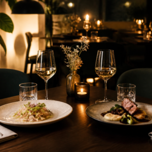 Tre-retters middag for to personer – fiktivt demobillede